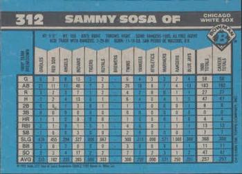 1990 Bowman #312 Sammy Sosa Back