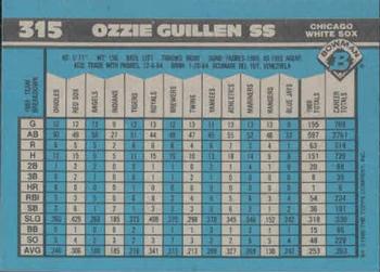 1990 Bowman #315 Ozzie Guillen Back