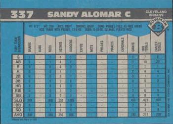 1990 Bowman #337 Sandy Alomar Back