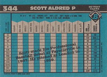 1990 Bowman #344 Scott Aldred Back