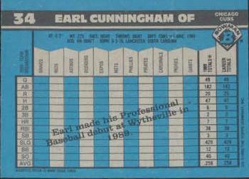 1990 Bowman #34 Earl Cunningham Back