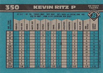 1990 Bowman #350 Kevin Ritz Back