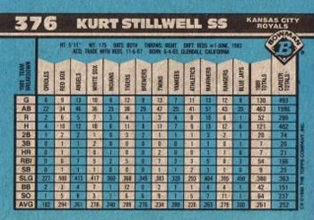 1990 Bowman #376 Kurt Stillwell Back