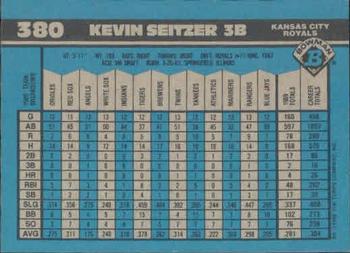 1990 Bowman #380 Kevin Seitzer Back