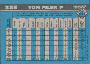 1990 Bowman #385 Tom Filer Back