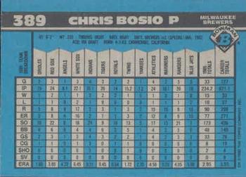 1990 Bowman #389 Chris Bosio Back