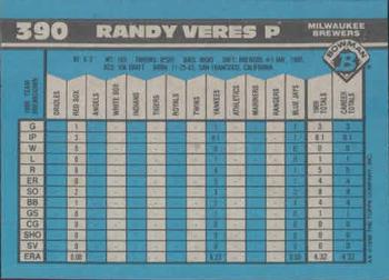 1990 Bowman #390 Randy Veres Back