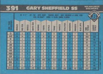 1990 Bowman #391 Gary Sheffield Back