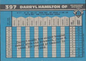 1990 Bowman #397 Darryl Hamilton Back