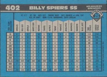 1990 Bowman #402 Billy Spiers Back