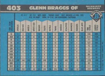 1990 Bowman #403 Glenn Braggs Back