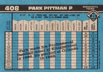 1990 Bowman #408 Park Pittman Back