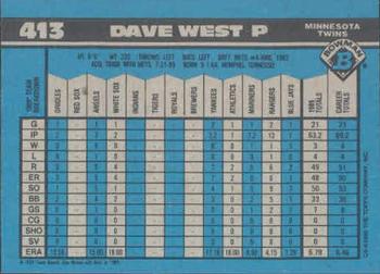 1990 Bowman #413 Dave West Back