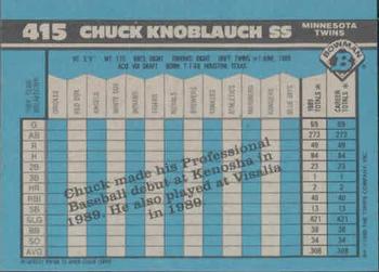 1990 Bowman #415 Chuck Knoblauch Back