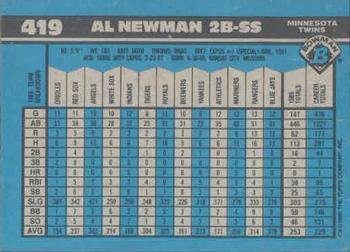1990 Bowman #419 Al Newman Back