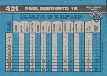 1990 Bowman #421 Paul Sorrento Back