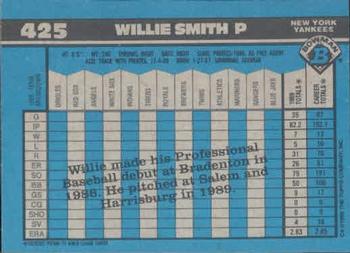 1990 Bowman #425 Willie Smith Back