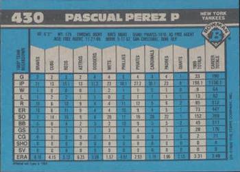 1990 Bowman #430 Pascual Perez Back