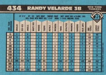 1990 Bowman #434 Randy Velarde Back