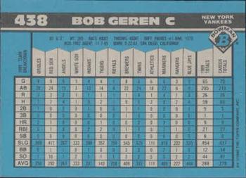 1990 Bowman #438 Bob Geren Back