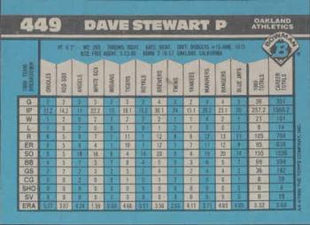 1990 Bowman #449 Dave Stewart Back