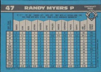 1990 Bowman #47 Randy Myers Back