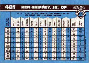 1990 Bowman #481 Ken Griffey, Jr. Back