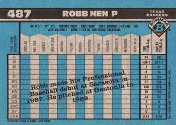 1990 Bowman #487 Robb Nen Back