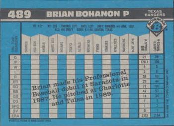 1990 Bowman #489 Brian Bohanon Back