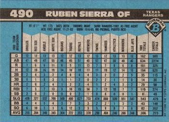 1990 Bowman #490 Ruben Sierra Back