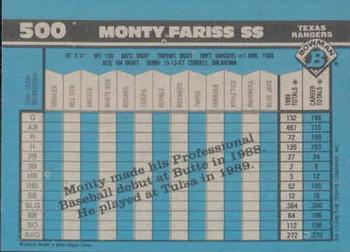 1990 Bowman #500 Monty Fariss Back