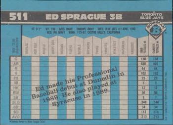 1990 Bowman #511 Ed Sprague Back
