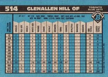 1990 Bowman #514 Glenallen Hill Back