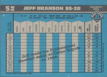 1990 Bowman #52 Jeff Branson Back