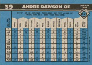 1990 Bowman #39 Andre Dawson Back