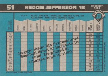 1990 Bowman #51 Reggie Jefferson Back