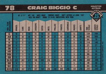 1990 Bowman #78 Craig Biggio Back