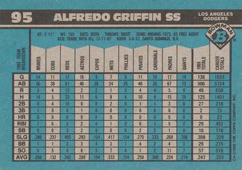 1990 Bowman #95 Alfredo Griffin Back