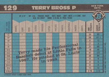 1990 Bowman #129 Terry Bross Back