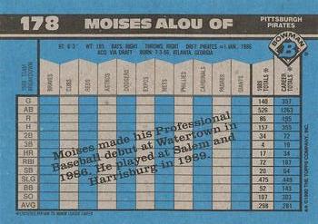 1990 Bowman #178 Moises Alou Back