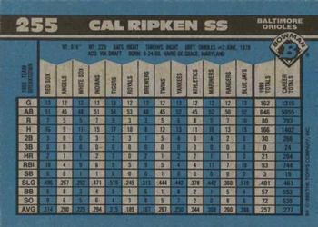1990 Bowman #255 Cal Ripken Back