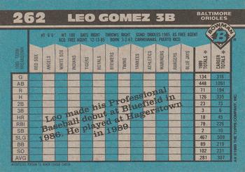 1990 Bowman #262 Leo Gomez Back