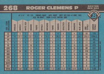 1990 Bowman #268 Roger Clemens Back