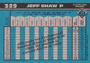 1990 Bowman #329 Jeff Shaw Back