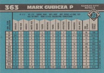 1990 Bowman #363 Mark Gubicza Back