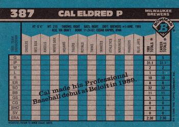 1990 Bowman #387 Cal Eldred Back