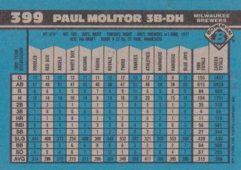 1990 Bowman #399 Paul Molitor Back