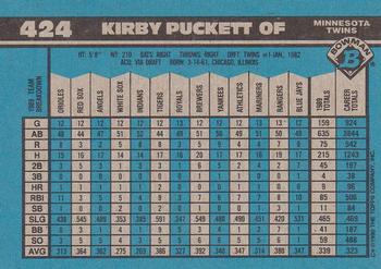 1990 Bowman #424 Kirby Puckett Back