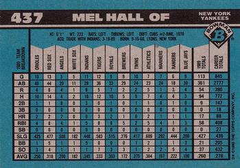 1990 Bowman #437 Mel Hall Back