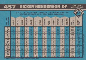 1990 Bowman #457 Rickey Henderson Back
